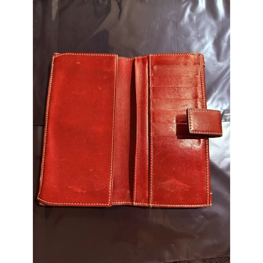 Vintage Gucci Red Leather Button Snap Wallet Authentic Made In Italy - Picture 5 of 11